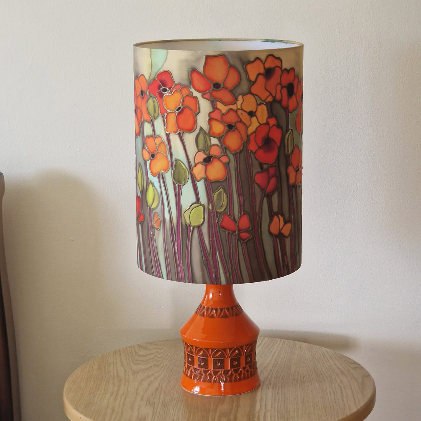 Wild poppies tall silk drum shade