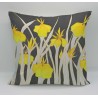 Yellow Iris cotton print cushion