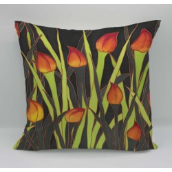 Tulips cotton print cushion