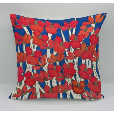Night Poppy cotton print cushion