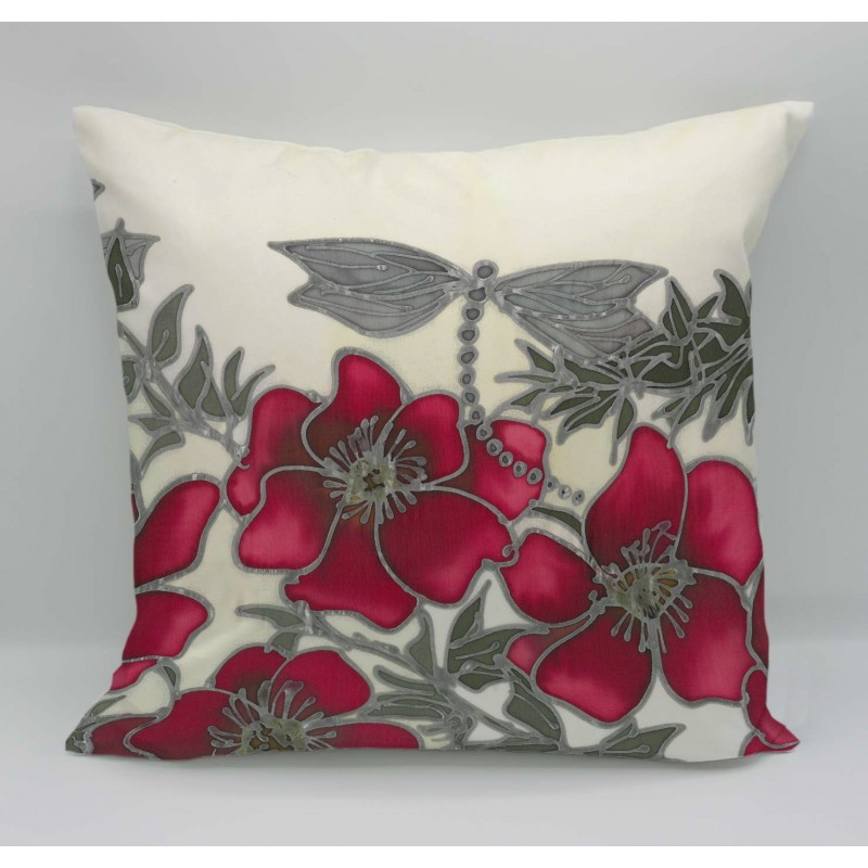 Red dragon cotton print cushion