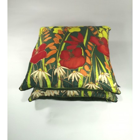 Hedgerow silk cushion
