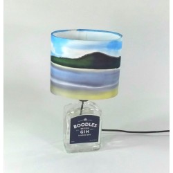 Seaside Gin bottle table lamp and silk shade