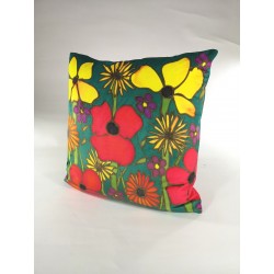 Summer Meadow velvet print cushion