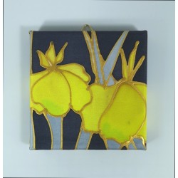 Yellow Iris mini silk canvas