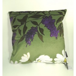 Summer Meadow21 green velvet print cushion