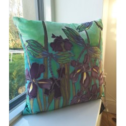 Purple dragon velvet print cushion