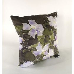 Greater Periwinkle velvet print cushion