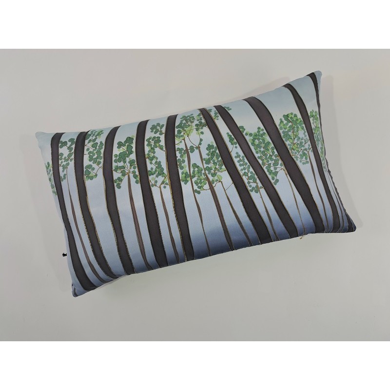Treetops silk hand-painted cushion