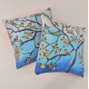 Blue birds silk hand-painted cushion
