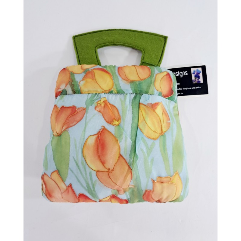 Vintage style silk yellow tulip bag