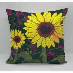 Sunflower velvet print cushion