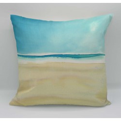 Beach in all weathers velvet print cushion