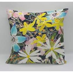 Wild flowers of Ireland velvet print cushion