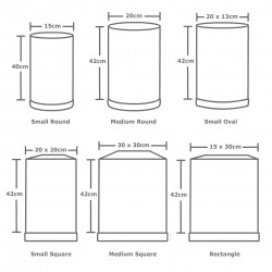 Table light sizes