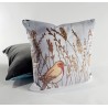 Robin velvet print cushion