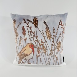 Robin velvet print cushion