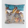 Goldfinches velvet print cushion