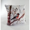 Bullfinch velvet print cushion