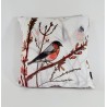 Bullfinch velvet print cushion